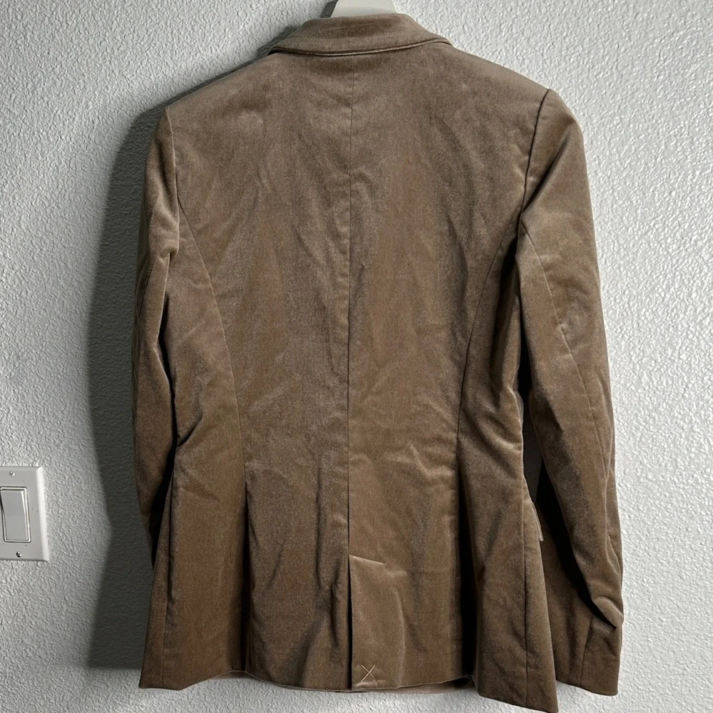 Sutton studio Duty Women's double breasted velvet Tan Blazer size 4p nautical